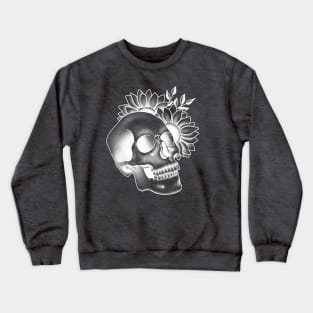 Skull and sunflowers white Crewneck Sweatshirt